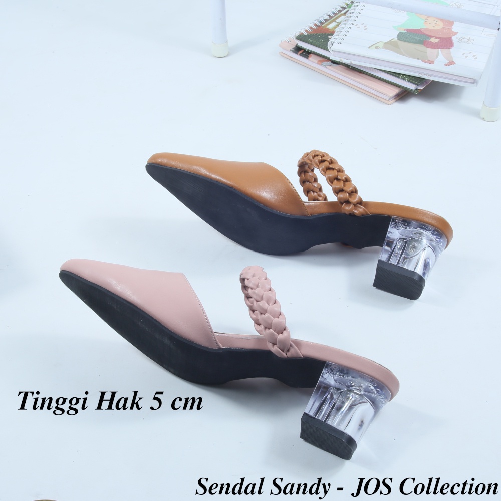 Sendal Wanita Mules Terbaru Hak Kaca Tinggi 5 cm - Sandy by JOS Collection