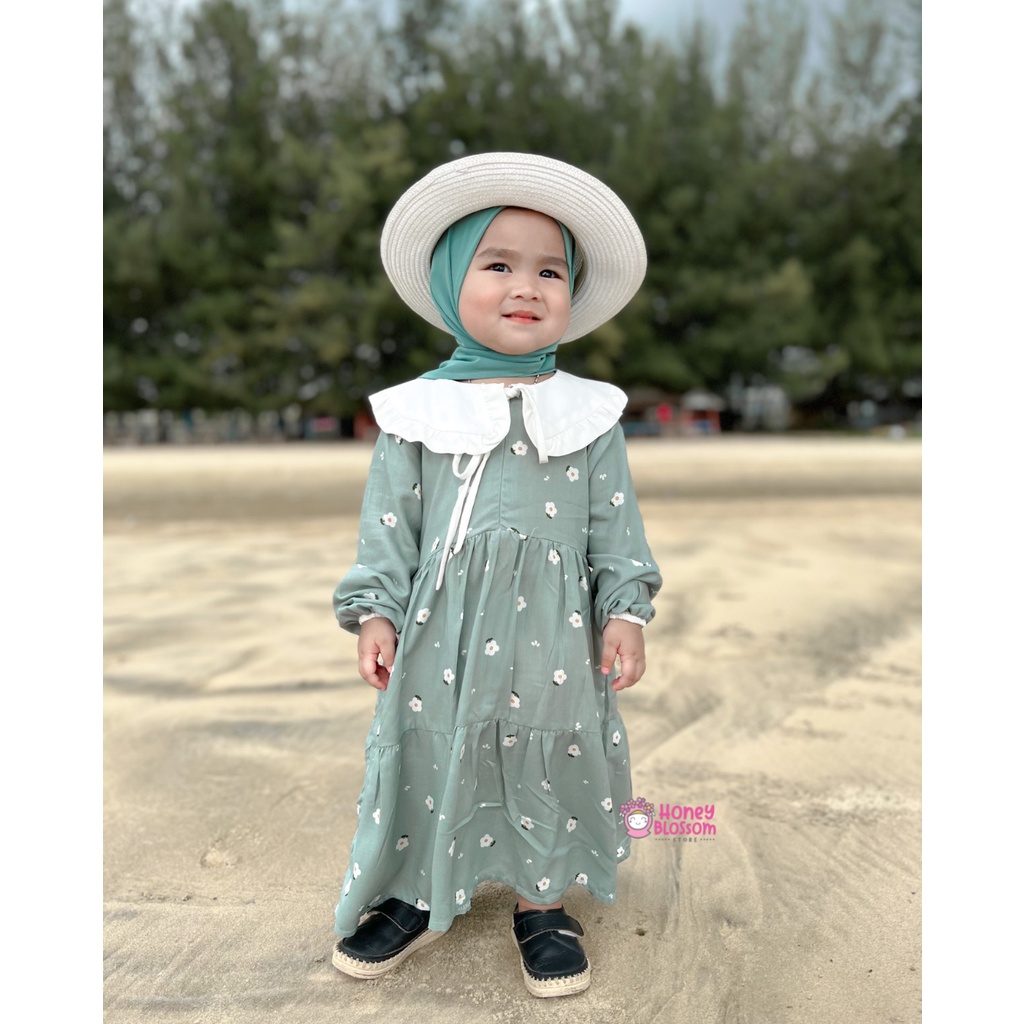 Gamis Bayi Bunga Eleanor Depok Rayon Viscose Premium / Gamis Bayi Perempuan Cantilk usia 0 bulan - 5