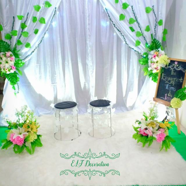 Dekorasi backdrop tunangan lamaran akad nikah