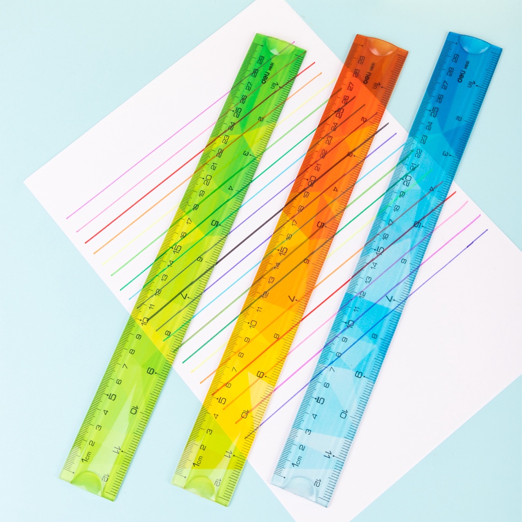HAPPY TIME DELI PENGGARIS 30cm TWIST ANEKA WARNA FLEKSIBEL LENTUR ANTI PATAH ALAT TULIS SEKOLAH KANTOR EH651