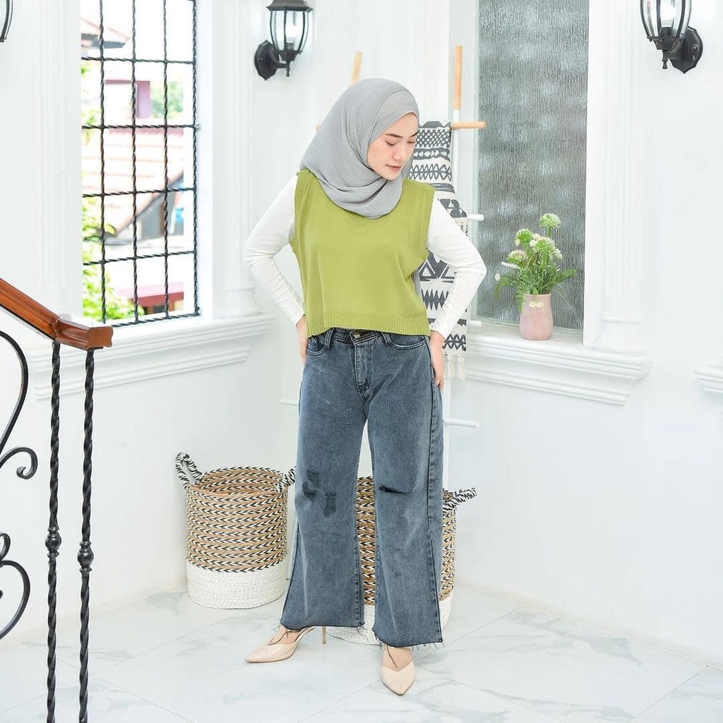 Nara Grosir - Natha Crop Vest | Fashion Terkini | Sweater Termurah