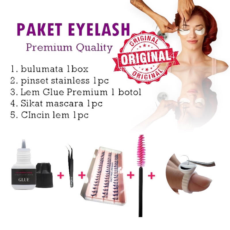 Paket Flare eyelash extention 5in1 - lem lebih kuat bulu mata sambung kit eyelash