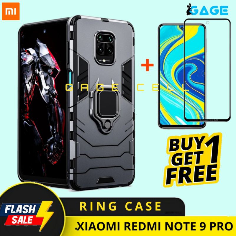 FREE TEMPERED GLASS FULL LAYAR XIAOMI REDMI NOTE 9 PRO HARDCASE ROBOT ARMOR REDMI NOTE 9PRO