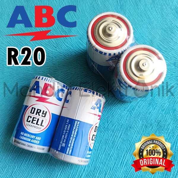 Baterai ABC Biru Besar Tipe R20 1.5V - Baterai Besar ABC Tipe D Besar R20 1,5V - Batre Battery ABC Biru R20