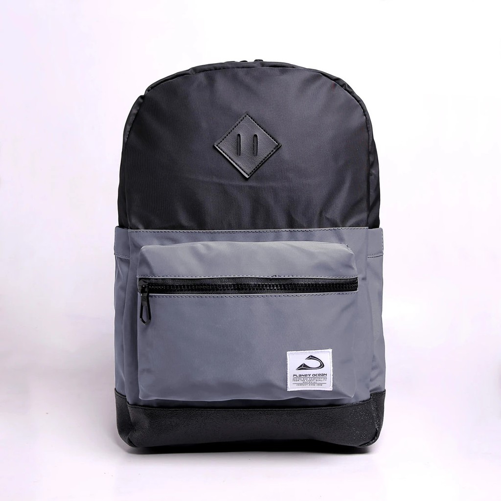 Tas Punggung Ransel Casual Planet Ocean TPR 526001 Black Grey Original