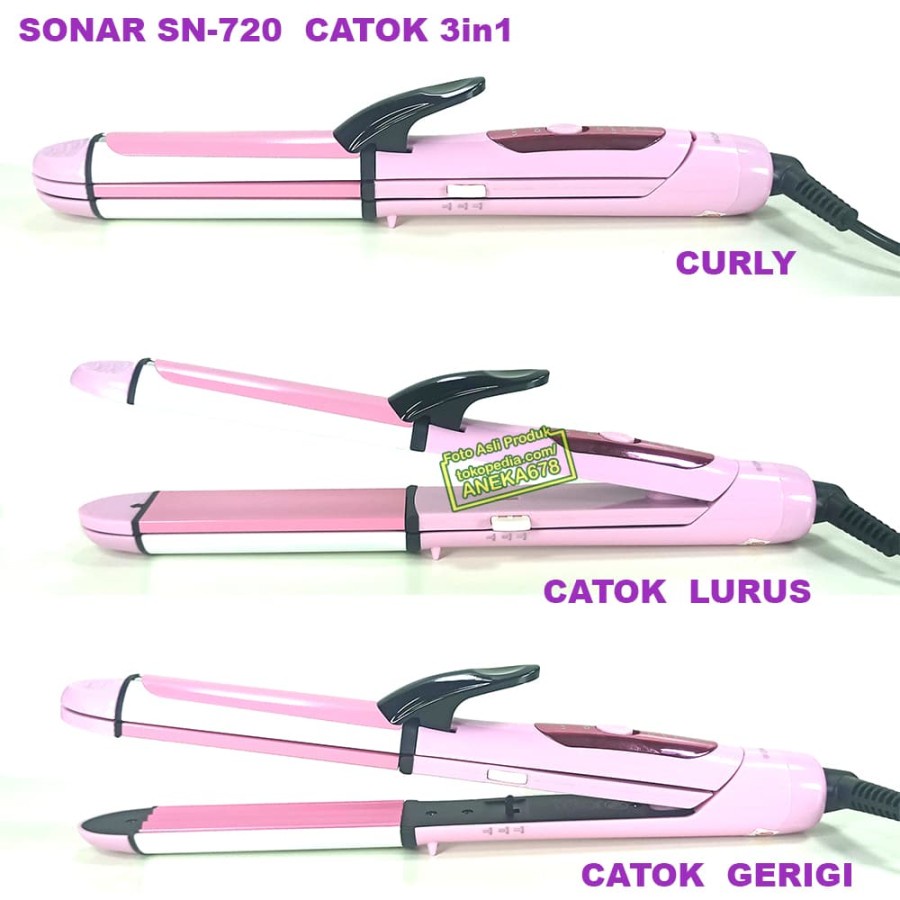 COD SONAR SN 720 CATOKAN 3in1 ALAT CATOK RAMBUT LURUS CURLY GERIGI SN-720