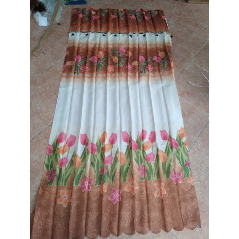 Gorden Ami Plisket Untuk Jendela atau Pintu Motif Bunga Tulip