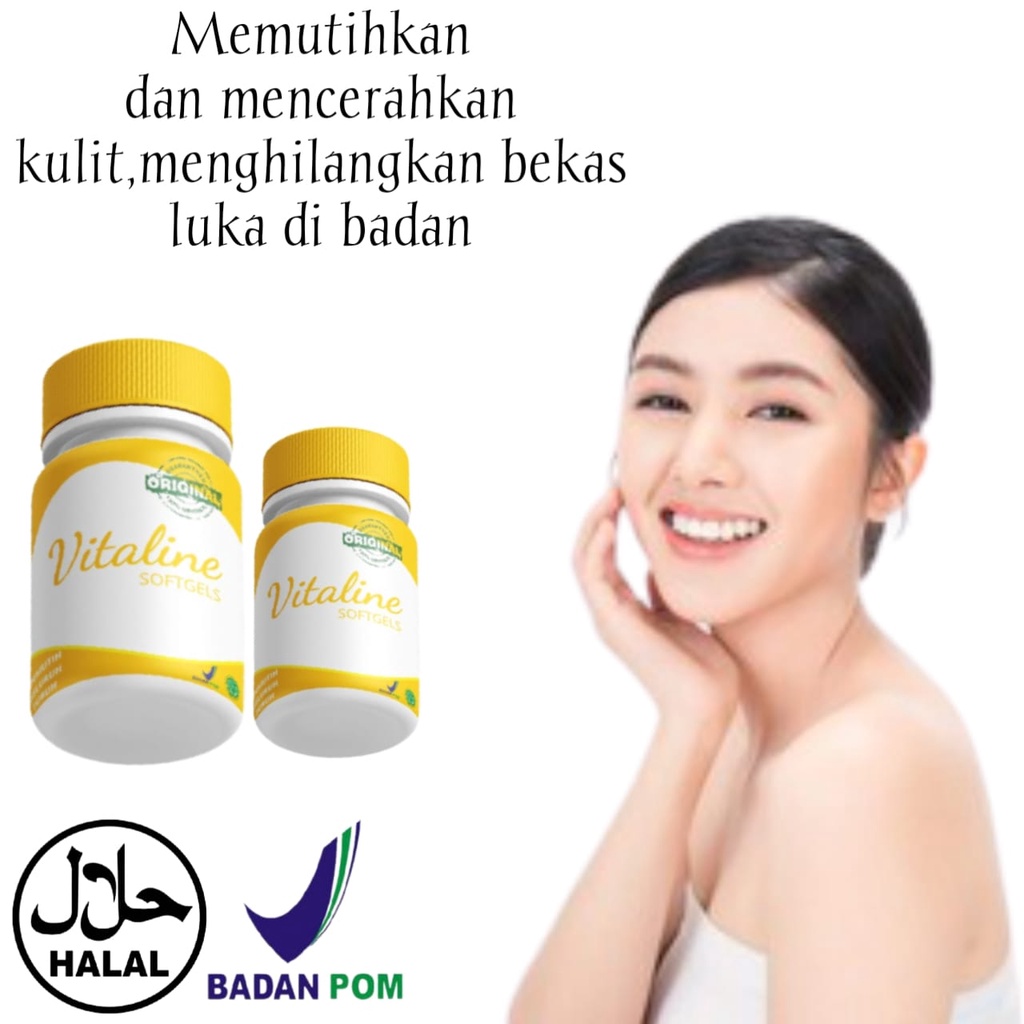 PENCERAH WAJAH DAN BADAN ALAMI  / VITALINE SOFTGEL / Wajah Glowing putih sehat / putih alami Putih s