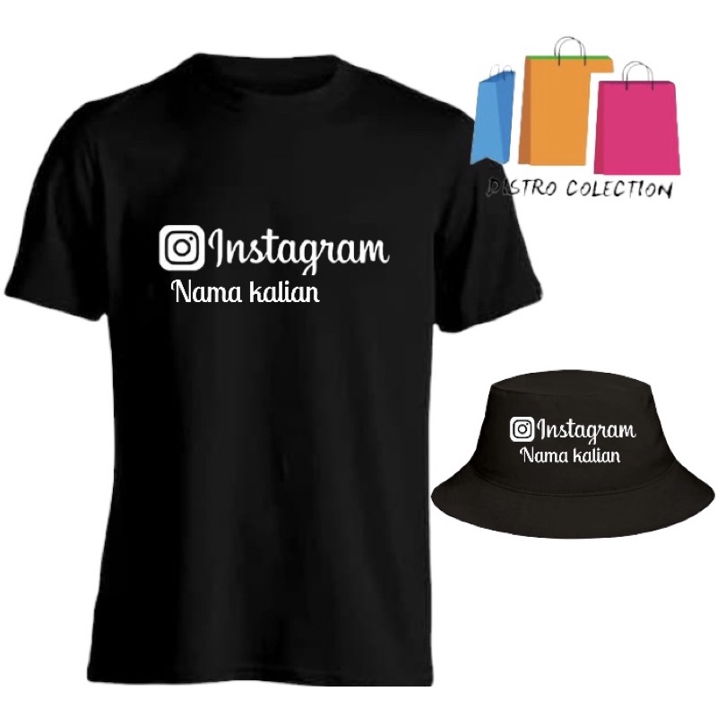 KAOS INSTAGRAM NAMA SUKA SUKA // BONUS TOPI BUCKET // KAOS DISTRO