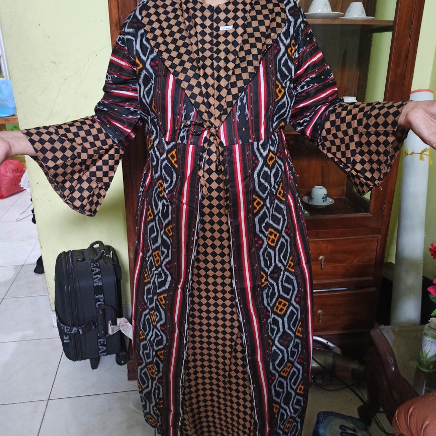 Gamis Batik Big Size Jumbo Ld 120cm Fit Xxl/xxxl, Gamis Cardi Lonceng Songket, Gamis Cardi Modern Mu