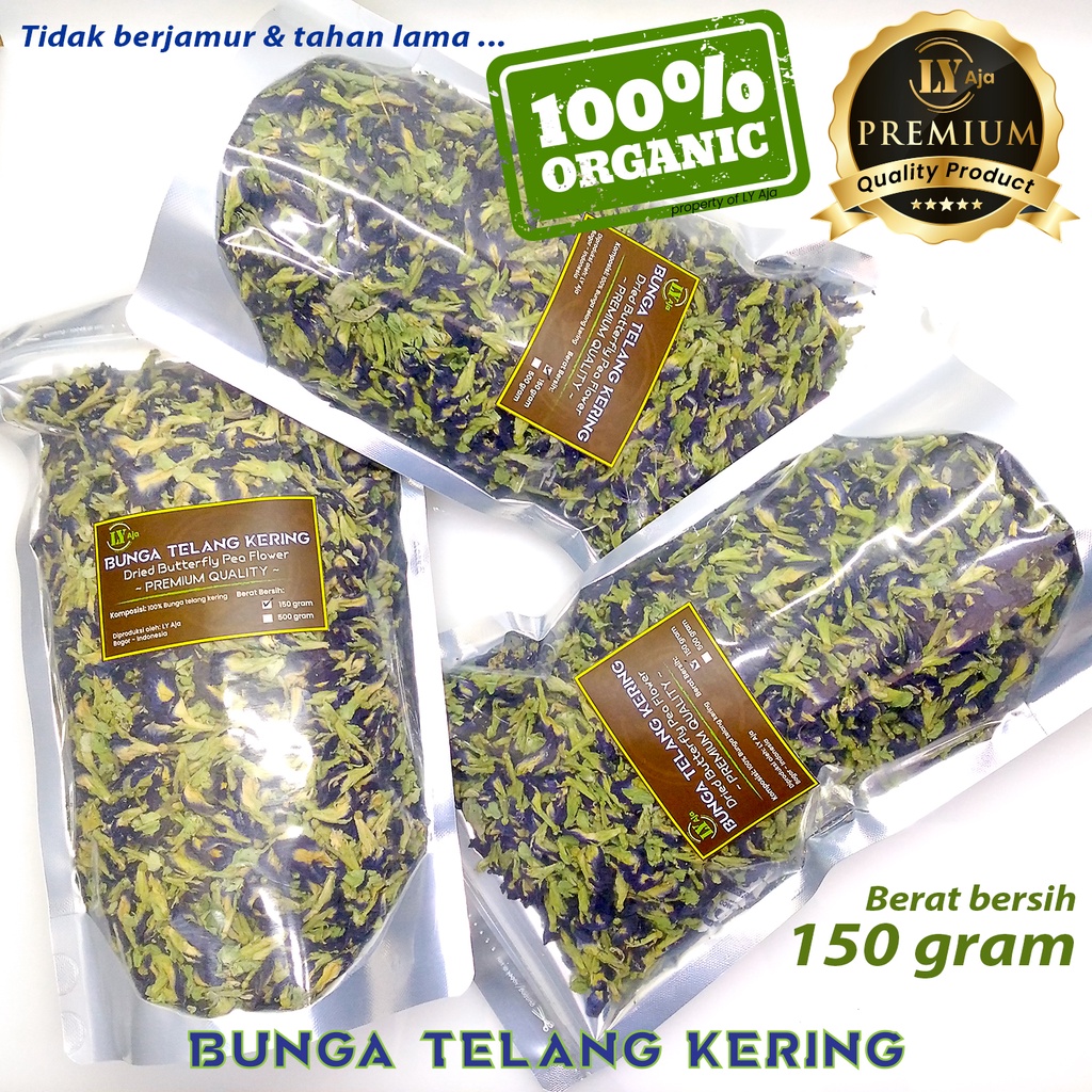 Teh Bunga Telang Kering 250 gram LY Aja Butterfly Pea Organik Tumpuk Premium gr