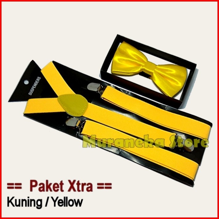 Paket XTRA Suspender Dasi Kupu Bretel Dewasa Pengantin Wedding Pesta Aksesoris Bowtie Bridesmaid