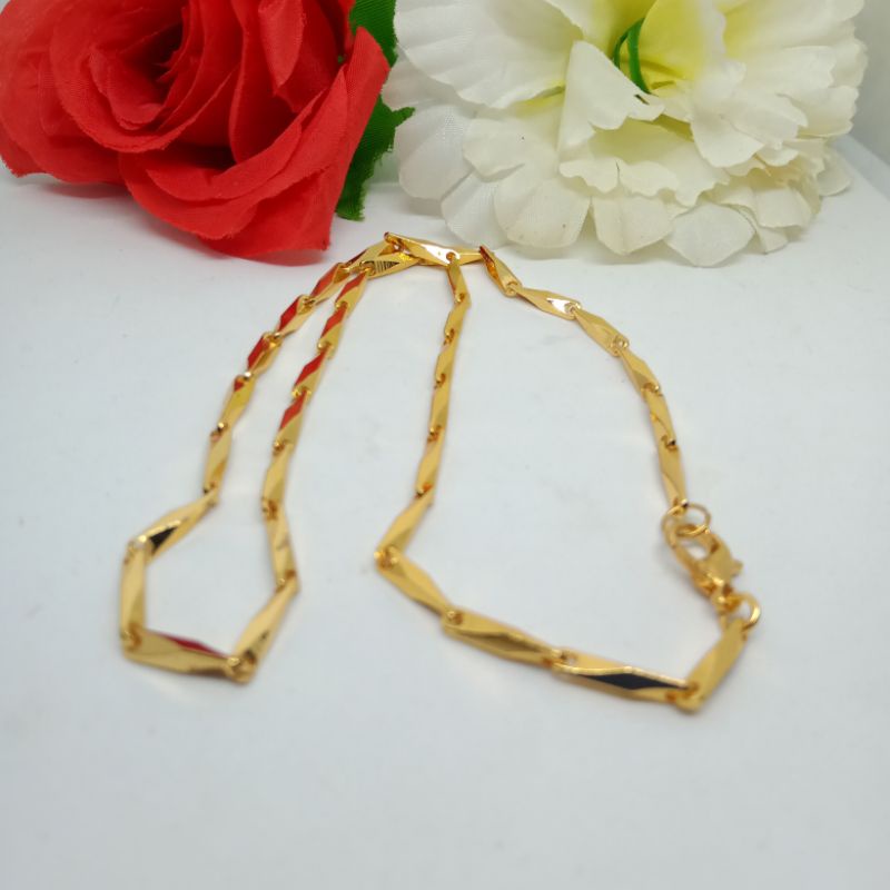 kalung Jurai  padi wanita dewasa,kalung titanium asli anti luntur anti karat,kalung perhiasan wanita import perhiasan fashion mirip mas asli, perhiasan berlapis emas 24 k