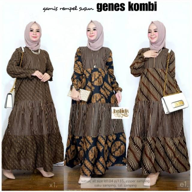 Gamis Batik Katun Model Rempel Susun Kombi Motif Batik Parang Batik Lurik Shopee Indonesia