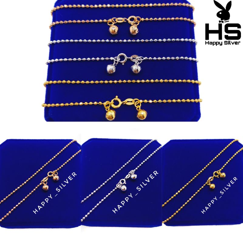 GELANG KAKI PERAK ASLI 925 SILVER LAPIS EMAS-MODEL BIJI LADA+KERINCING-PERHIASAN PERAK WANITA-PERHIA