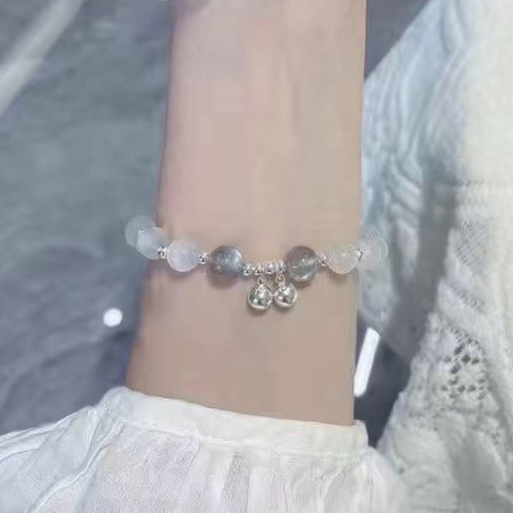 Gelang Tangan Rantai Aksen Batu Opal + Kristal Strawberry Untuk Wanita