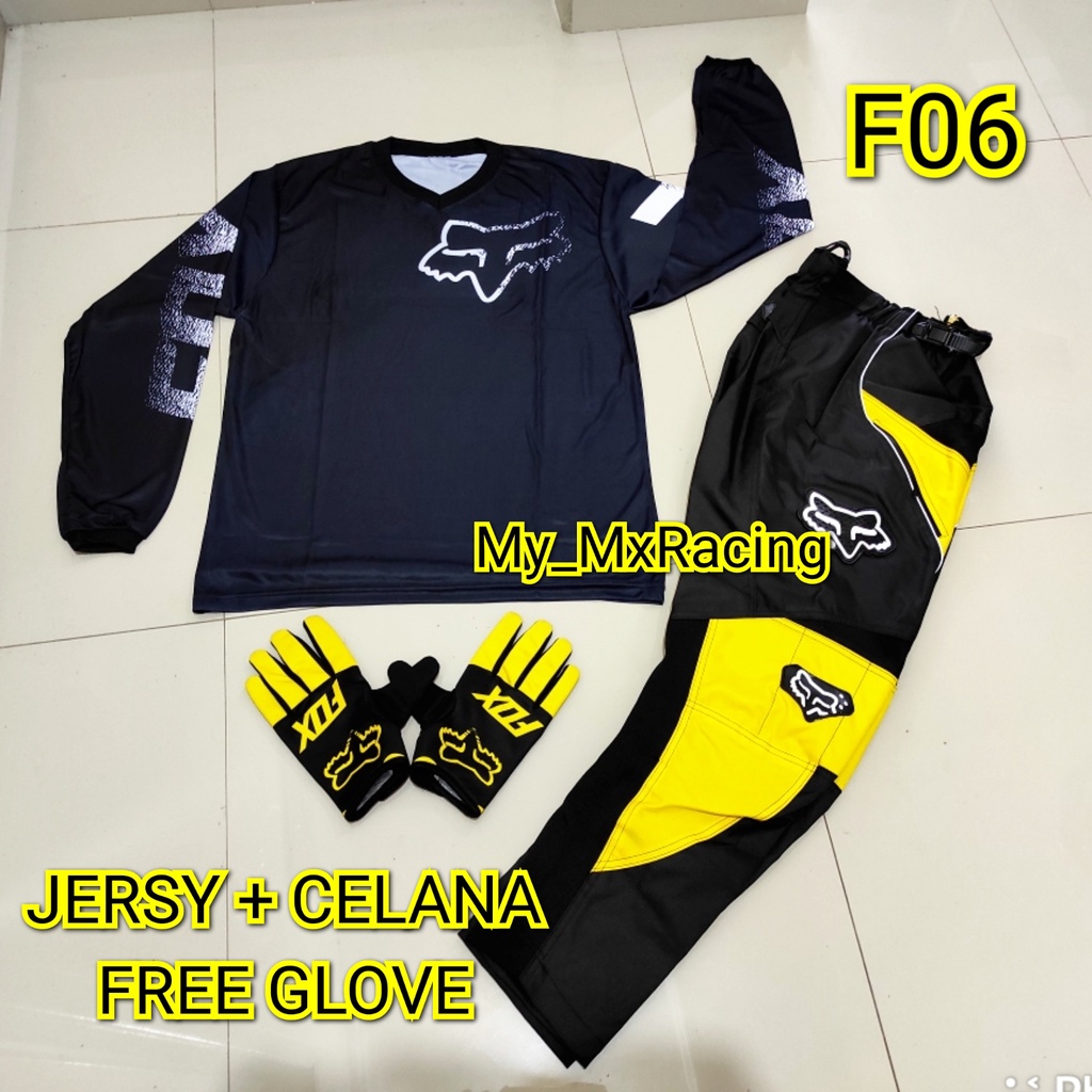 Jerseyset TRAIL CROSS- PROMO Jersey set Trail - BISA BAYAR DI TEMPAT Jersey &amp; Celana Motocross - Jersey Trabas F06 - Jersey Stelan MX Cross - Satu Set Jersey &amp; Celana FREE GLOVES - Jersey PREMIUM - Celana Cordura