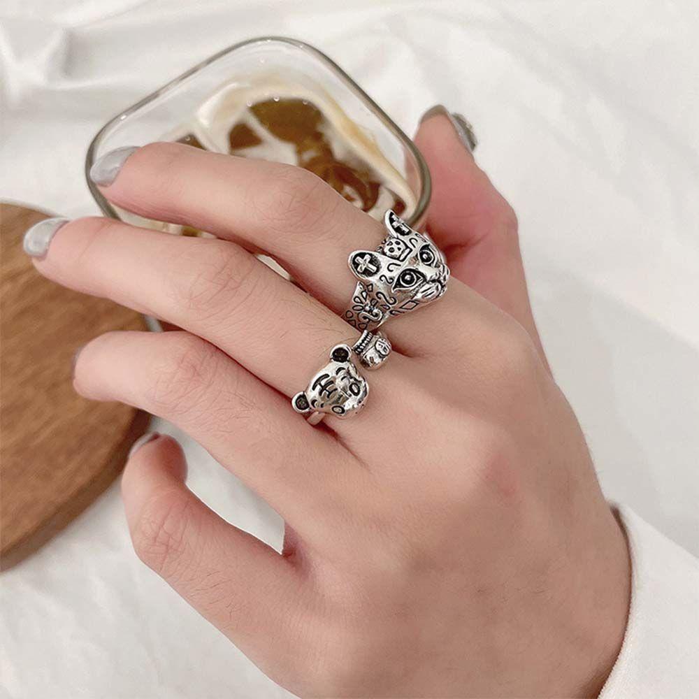 Solighter Cincin Tahun Baru Gaya Punk Ins BFF Perhiasan Fashion Handmade Open Rings