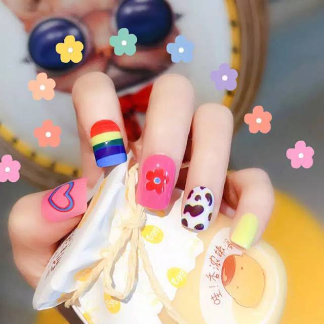 Kuku palsu polos / kuku palsu pelangi / kuku palsu cantik