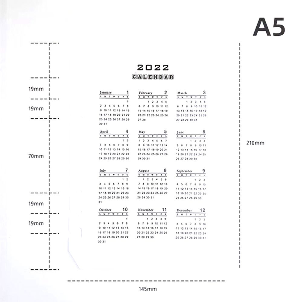 Lanfy Kalender Agenda Mingguan 2022 Ukuran A5 A6