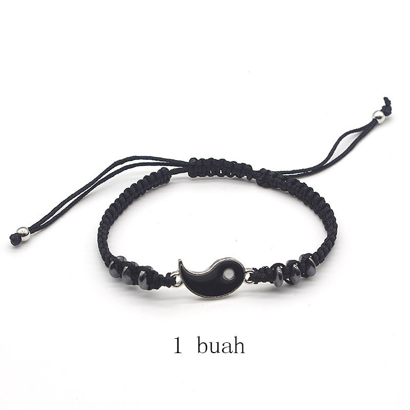 Tai Chi Yin dan yang 2 pcs Gelang Couple Magnet Pasangan Liontin Kreatif Pesona Gelang Perhiasan Hadiah Kekasih/ Couple Magnetic Attract Braided❤Yimi❤-#17