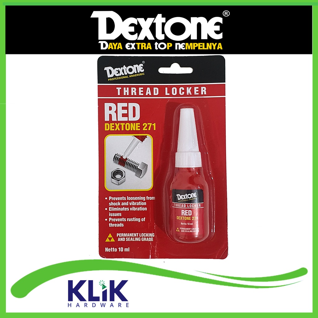 Dextone Thread Locker 10 ml 242 Biru - 271 Merah Lem Baud Baut Mur Trimpot Model Loctite