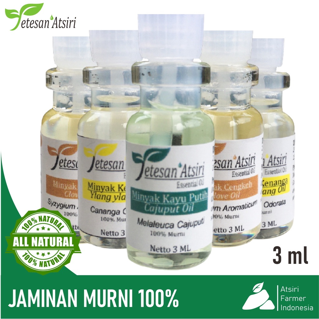 3ml varian minyak atsiri murni penyulingan 100% pure essential oil aromatherapy diffuser minyak cengkeh akar wangi peppermint jeruk purut kayu putih kenanga lavender nilam pala sereh wangi dapur sirih kayu manis jeruk manis ekaliptus tea tree asli murni