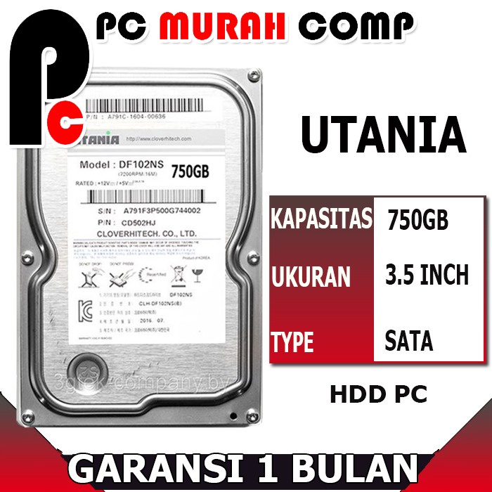 Harddisk Internal PC 750GB SATA UTANIA