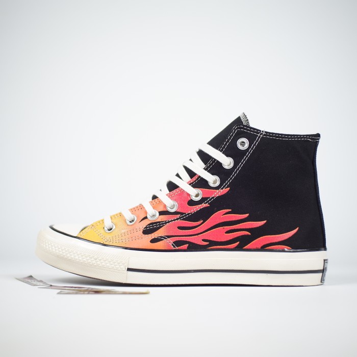 SNEAKERS sepatu converse 70s high flame black red -sneakers prian original 100%