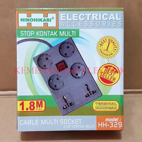 HINOHIKARI STOP KONTAK MULTI 6 LUBANG + SAKLAR HH-329 / COLOKAN LISTRIK 6 LOBANG KABEL 1.8M / STOPKONTAK MULTI 6LUBANG SNI