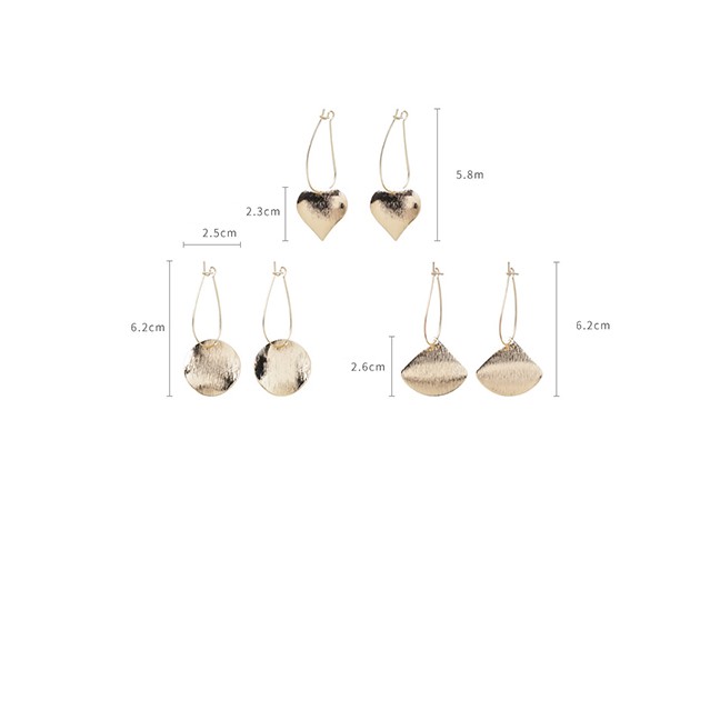LRC Anting Gantung Fashion Round Metal Brushed Textured Bump Geometric Earrings F99994