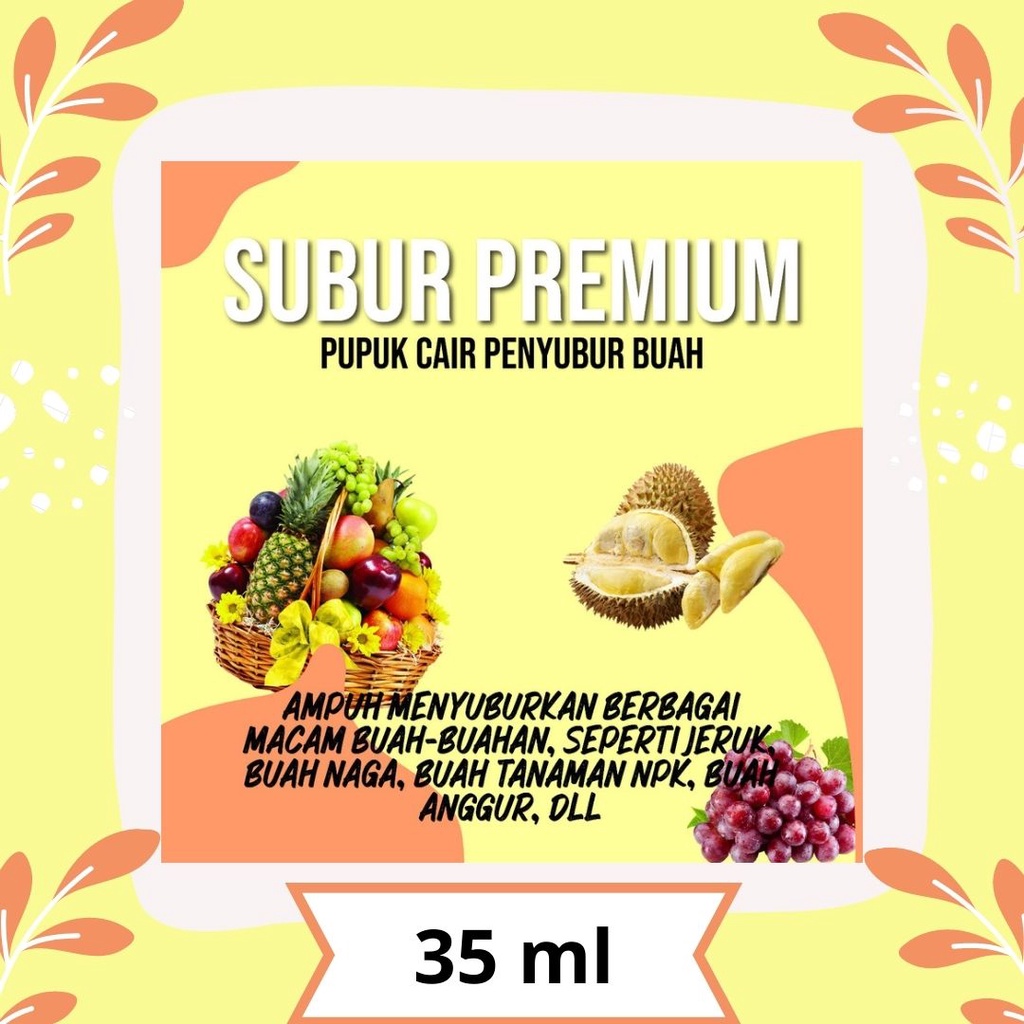 SUBUR PREMIUM 35ML / Obat Pupuk Organik Penyubur Pelebat Buah Gemuk Super Aktif Eco Farming Original