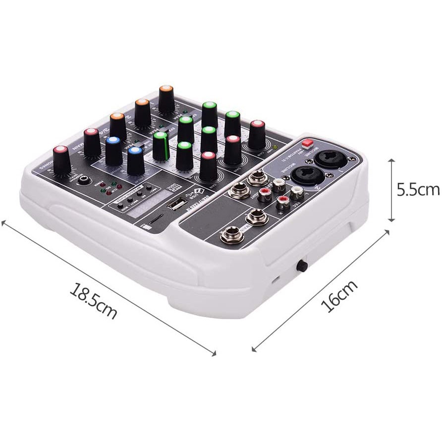 Mixer 4 Channel Muslady Professional Compact Mixing Console Mixer 4 Channel Phantom Power 48V - AI-4 - White