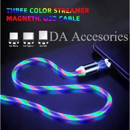 kabel data led 3in1 magnetic untuk IPHONE MICRO TIPE C