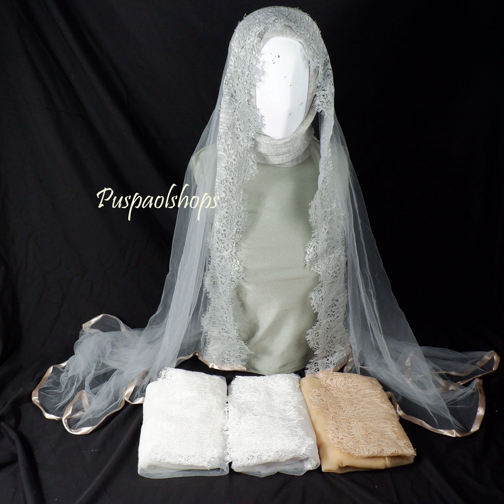 Veil renda tile silk premium veil hijab veil pengantin slayer