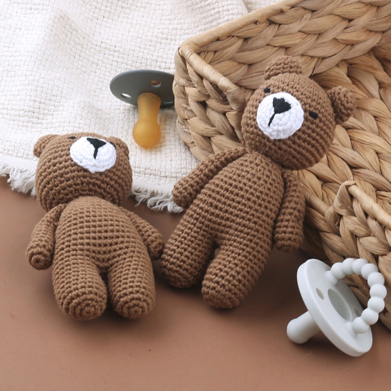 Mary Handmade Crochet Sleep Bear Stuffed Animal Rajut Boneka Lembut Mainan Hadiah Ulang Tahun