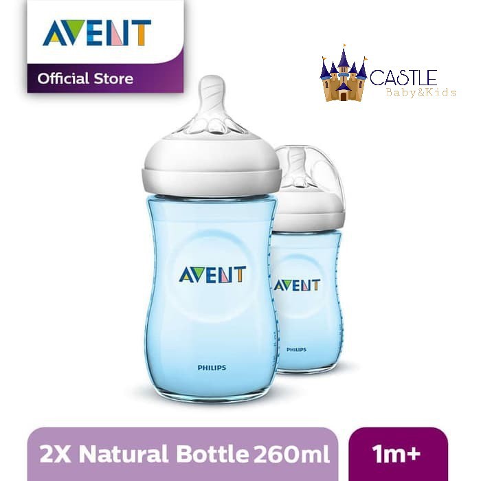 Castle - SCF695/23 Philips Avent Bottle Natural Twin Pack Blue Biru 260ml / 9Oz Botol Susu Bayi