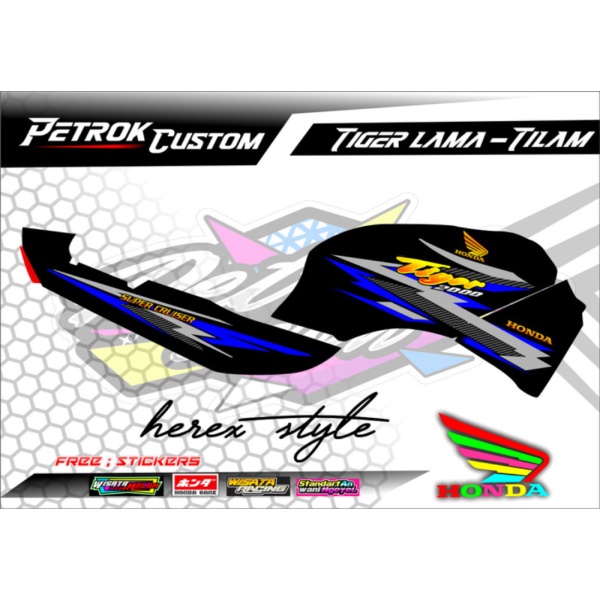 Jual Striping Variasi Tiger Lama Tiger2000 Supercruiser Striping Honda 2000 - Biru Berkualitas