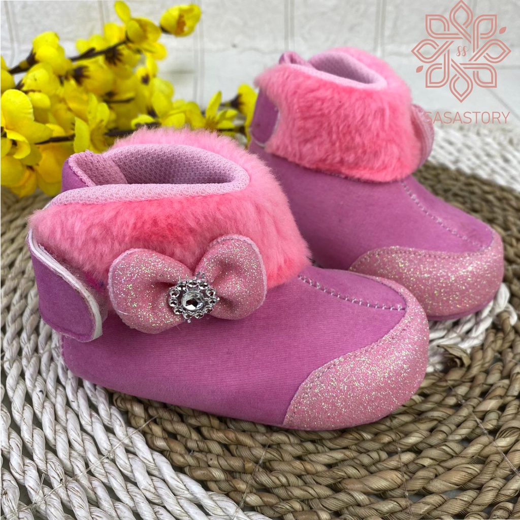 SEPATU BOOT ANAK BAYI BABY PEREMPUAN GLITTER 0-12 BULAN LP04