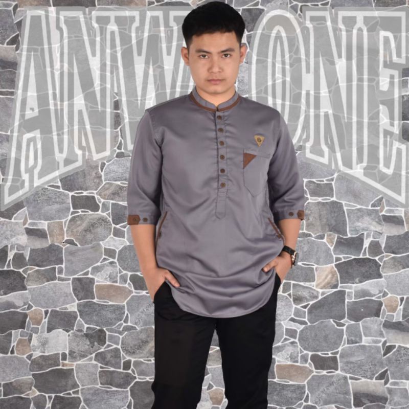 Baju Koko Qurta Pakistan Original Anwa One Lis Segitiga