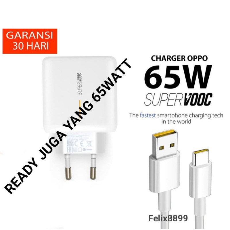 Charger Oppo Reno 2 3 4 Reno 2f 5f Oppo A95 Original 100% 30W Super Vooc Type C 30 Watt