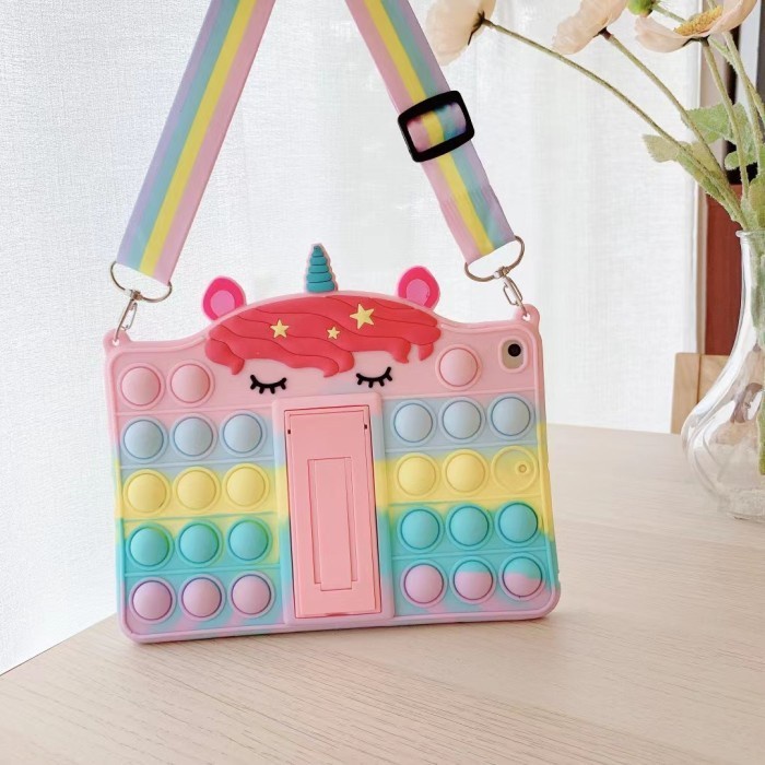 Cartoon Unicorn For iPad Air 2/6/ Pro Kids Stand Tablet Bubble Cover Casing Pop It