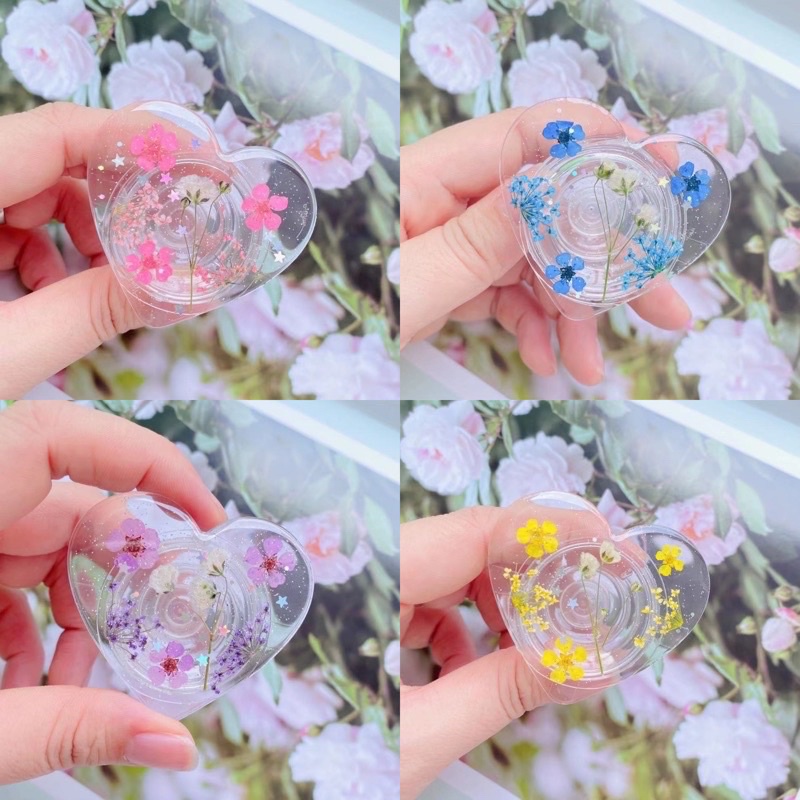 TRANSPARENT POP GRIP Popsocket Transparan (POLOS / MOTIF) (HATI/BULAT)