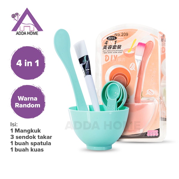 Adda Home - Korea DIY Mangkok Masker Wajah Kosmetik Set 4 in 1 - Warna Random