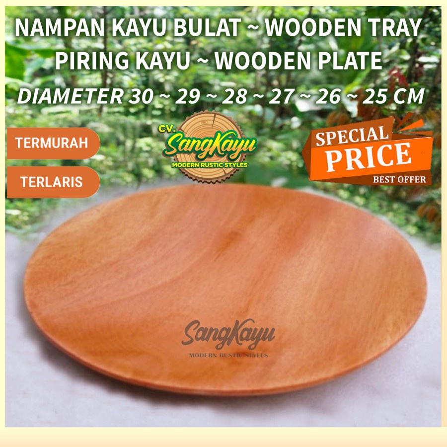 Jual Wooden Serving Plate D 30 Cm Piring Kayu Bulat Piring Nampan Saji Tray Shopee Indonesia 5608