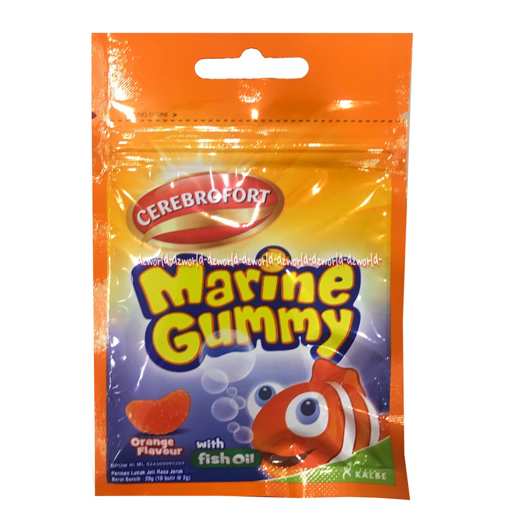Cerebrofort Marine Gummy Strawberry Orange vitamin anak dengan omega 3 mengandung DHA dan EPA Vitamin Jelly Gum