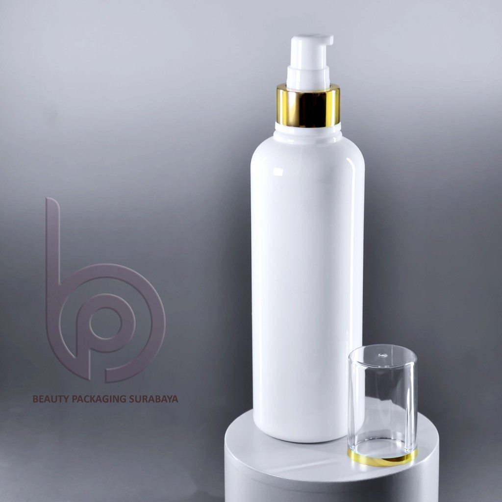 Botol Plastik PET 250ml BR Putih Tutup Pump Treatment Full Cap Neck