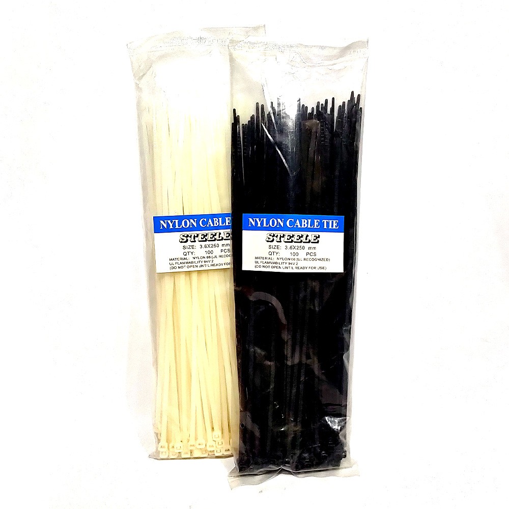 KABEL TIS 2.5 MM x 25 CM CABLE TIES PUTIH &amp; HITAM ISI 100 PCS