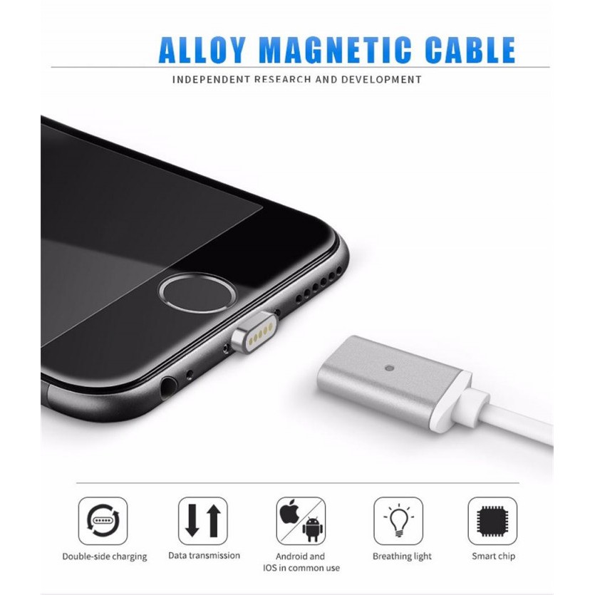 USB Nylon Magnetic 2.4A Fast Charging Data Cable 3 in 1 with LED Indicator