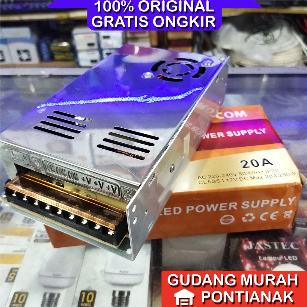 Adaptor 12V 20A power supply cocok untuk LEd strip CCTV dan elektronik 12V lainnya